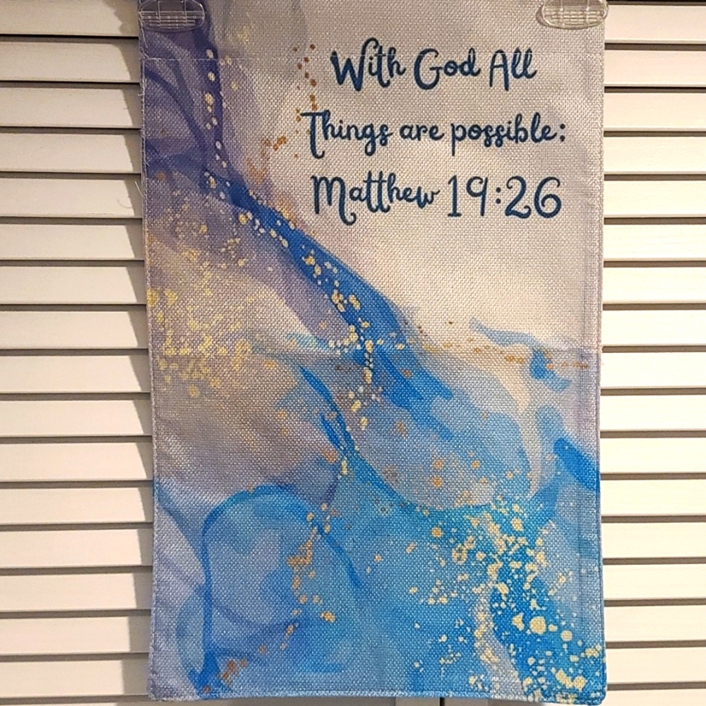 WITH GOD all things are possible! Welcome FLAG sign for yard, garden door NWT